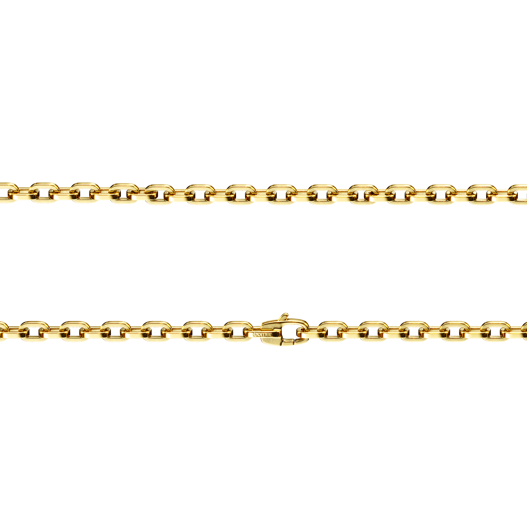 A detail of Square Cable Chain S in Yellow Gold